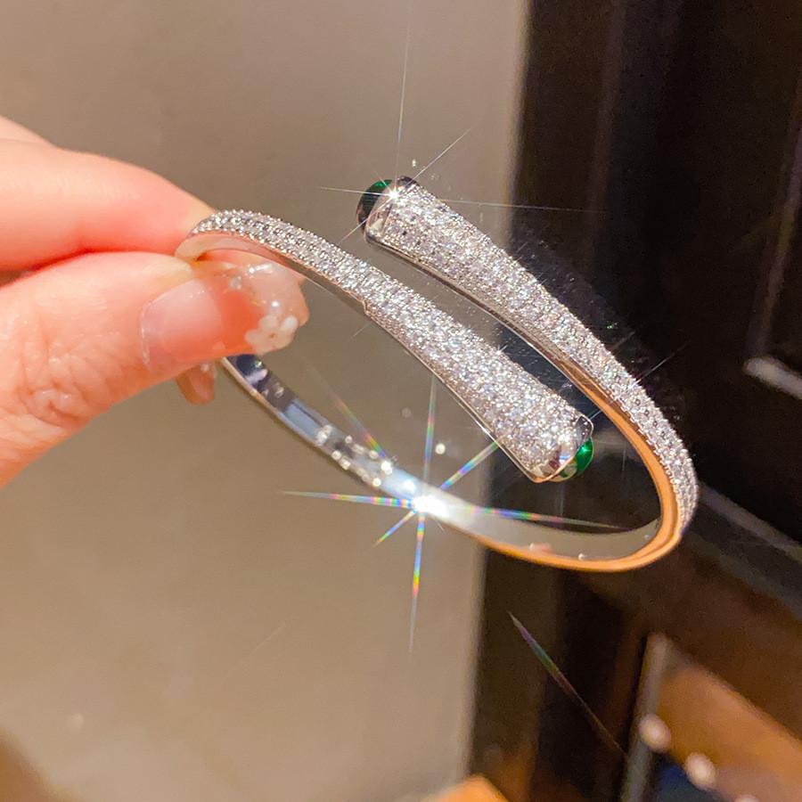 Trendy 2025 Spring Gold Plated Zircon Water Drop Open Bracelet For Womens Accessories