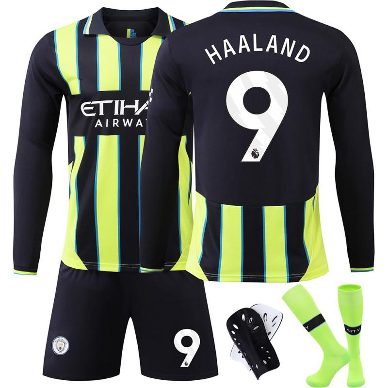 2425 Manchester City Away Shirt No. 9 Harland 17 De Braunet Long-sleeved Football Set Training Clothes
