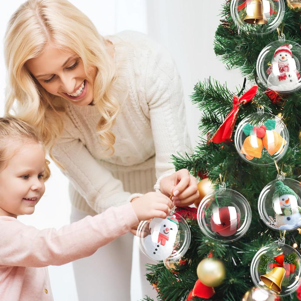 Clear Christmas Balls Plastic Empty Ball DIY Hanging Ball for Xmas Tree Pendent Ornaments Wedding Party Decor Fillable Baubles