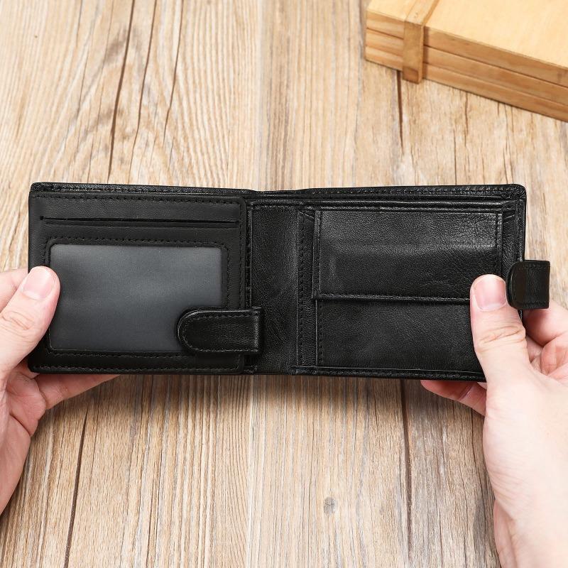 

Мужской кошелек из натуральной кожи, Вместительный многофункциональный кошелек класса люкс, Многослотовый визитник, Кожаная сумка One Size чёрный