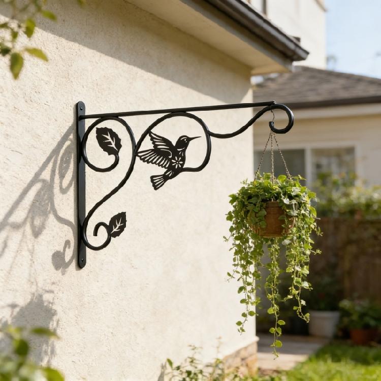 2 Pezzi Staffa Supporto da Parete in Ferro per Piante con Motivo Colibrì Gancio Appendi Mangiatoia per Uccelli per Decorazione di Portico Recinzione