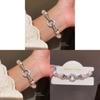 Geometric Zircon Artificial Pearl Bracelet With Silver Finish For Womens Fashion Accessories