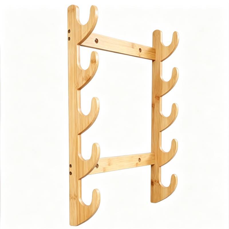 Wooden Sword Display Shelf With Multilevel Wall Mount For Collectors And Home Decor