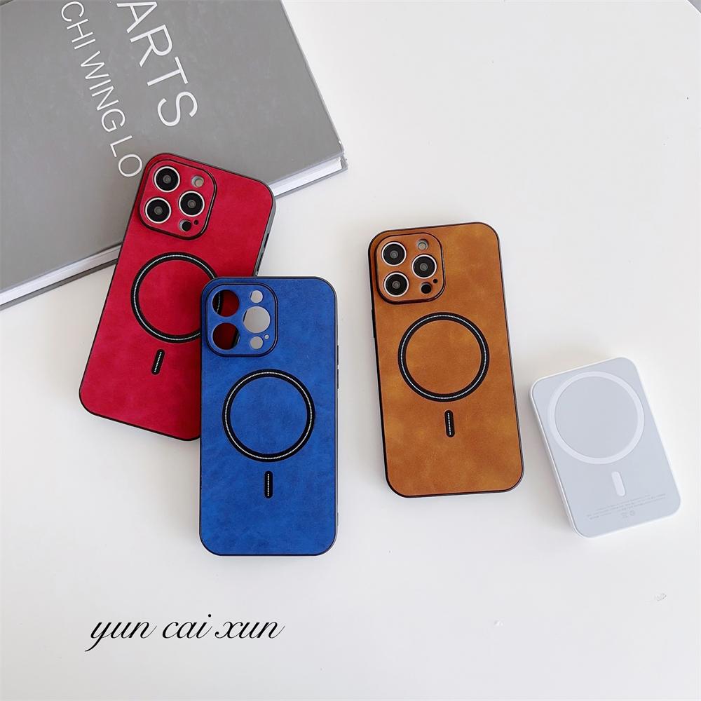 Vintage Magnetic Leather Pattern For Magsafe Case For Iphone 14 13 12 11 Pro Max Plus Xr Xs X 8 7 Retro Wireless Charge Funda