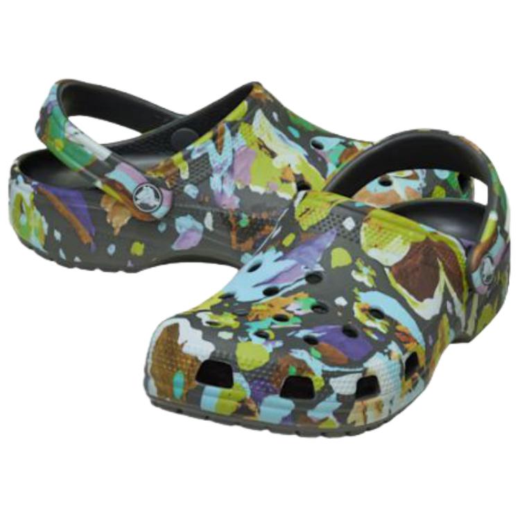 Crocs Classic Painted Floral Clog Women Clogs Black 211587-0LD