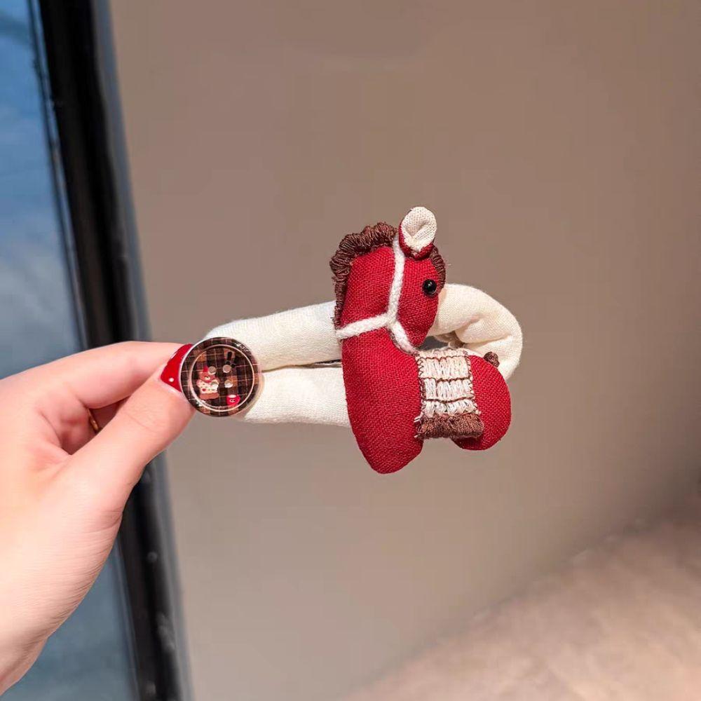 Hair Wear New Year Hair Clip Funny Horse Doll Side Clip Cute Horse Hair Clip  Headwear
