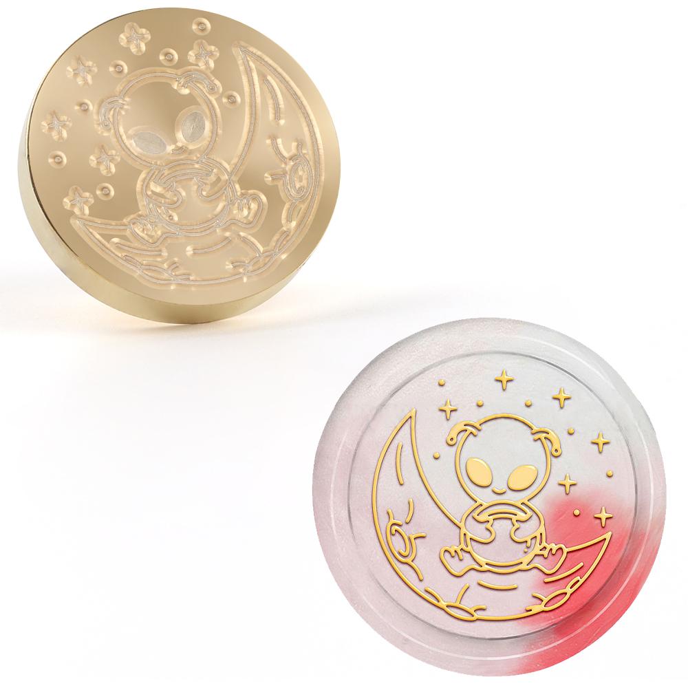 Moon Series Wax Seal Stamp, Pentagram Sealing Wax Solid Brass Stamp Heads Removable, For Decorating Notebook Invitations