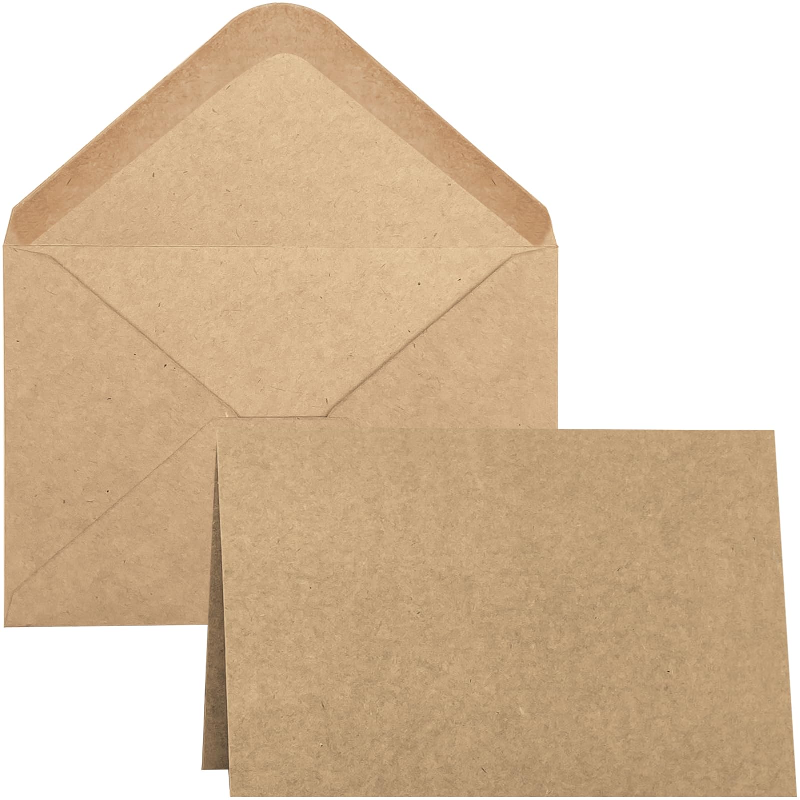 50 Pak Blanco Kaarten en Enveloppen 10x15 cm Bruine Blanco Notitiekaarten Wenskaarten en Enveloppen Set Gevouwen Karton met Envelop voor DIY Wenskaart