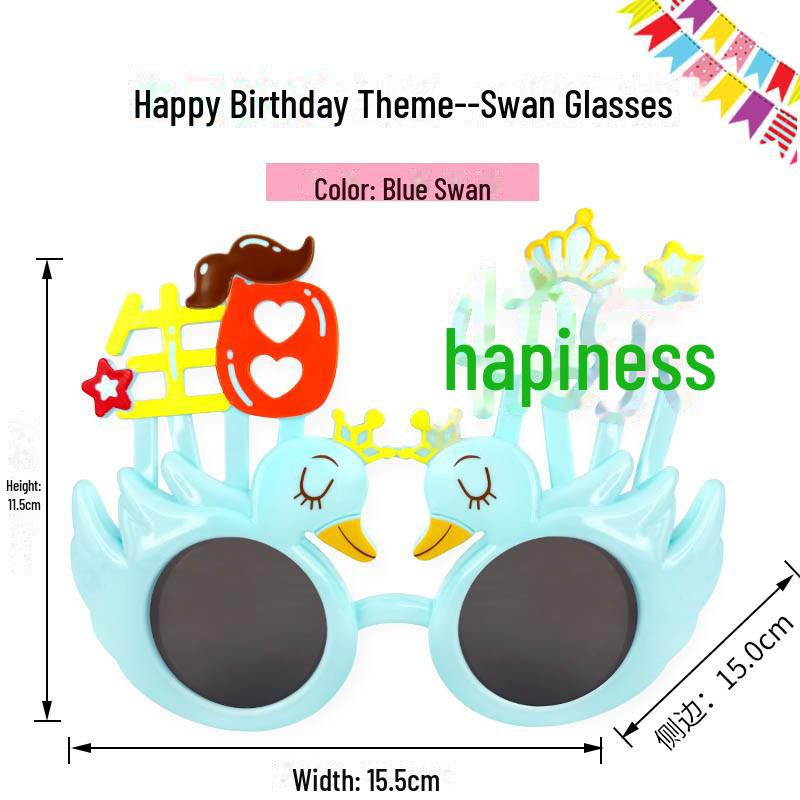 "Occhiali da torta di compleanno stile Xiaohongshu - Decorazione festa divertente da celebrità di internet per bambini"