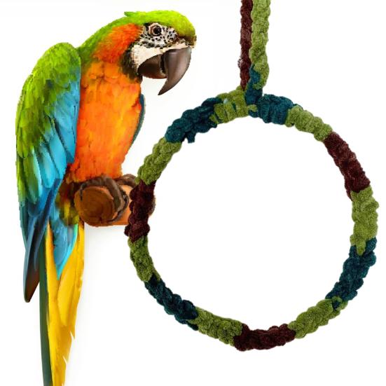 Parrot Ring Hand-woven Hook Design Relieve Boredom Plush Bird Parrot Cage Swing Toy Pet Supplies