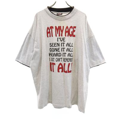 SIGNAL SPORTS 90s Made In USA Old Message Print Short Sleeve T-shirt Men's Used