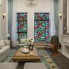 Retro Flowers Colorful Stained Glass Window Film Pattern Non-adhesive Window Decals Static Clings Non-Adhesive Window Stickers
