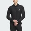 Adidas Long Sleeve Stretch Polo Shirt Solid Logo Golf Men Polo Shirts Black HZ6045