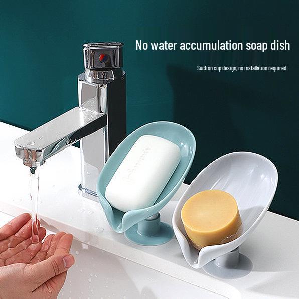 Leaf Drain Soap Dish with Suction Cup - Creative Punch-Free Soap Holder