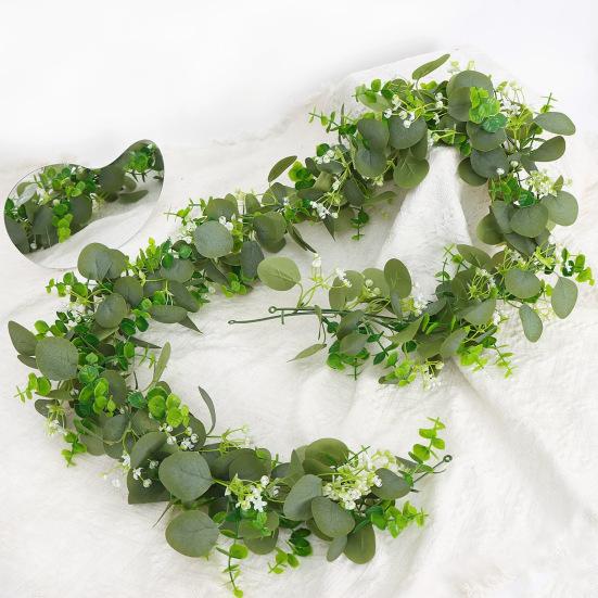 6FT Artificial Eucalyptus Garland Fake Eucalyptus Leaves Greenery Garland Faux Hanging Plants Vines for Wedding Backdrop Arch Wall Decor