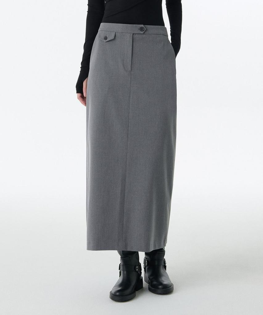 Musinsa Standard Woman Women'S Straight Maxi Skirt [Melange Gray]