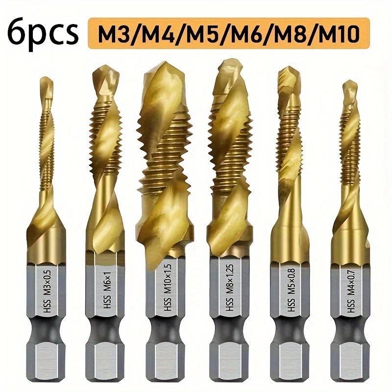 

6 шт. HSS метчики с титановым покрытием - от M3 до M10 - Ручные инструменты для нарезания резьбы и машинного комбинированного нарезания