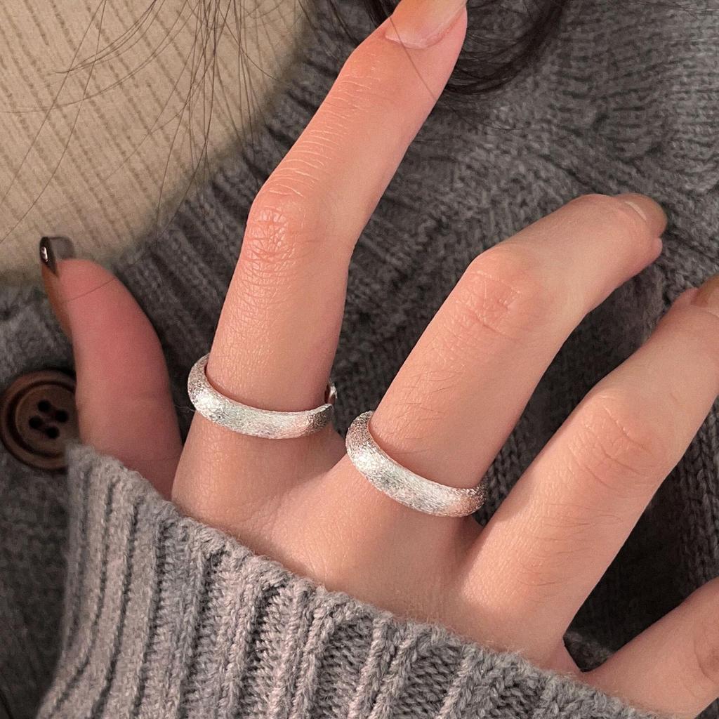 Geometric Frosted Adjustable Open Ring - Versatile Fashion for Women