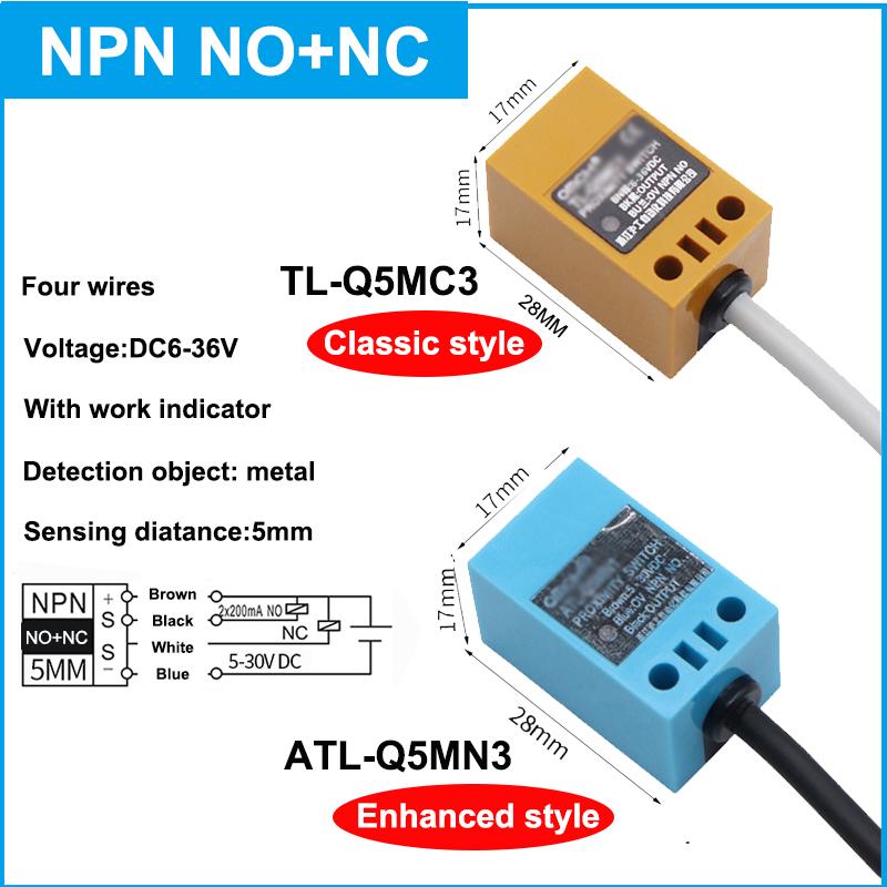Waterproof Inductive Metal Proximity Switch Square Sensor TL-Q5M NPN PNP NO NC DC 6-36V AC90-250V