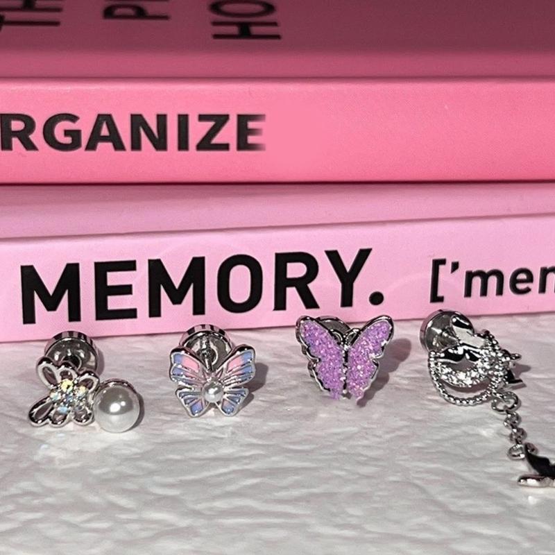 Y2K Ear Pins Butterfly Shaped Party Jewelry Gift Studs Earrings Ear Studs Alloy Material Party Jewelry for Women Girls