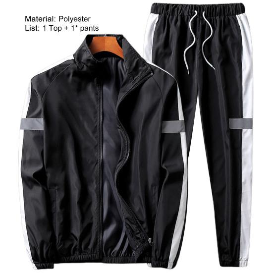 Men Sports Suit Pockets Quick Dry Comfortable Casual Zipper Closure Sporty Outfit
