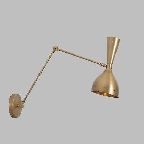 

Handcrafted Stilnovo Diabolo Wall Sconce Mid-Century Modern Brass Adjustable Reading Light Fixture