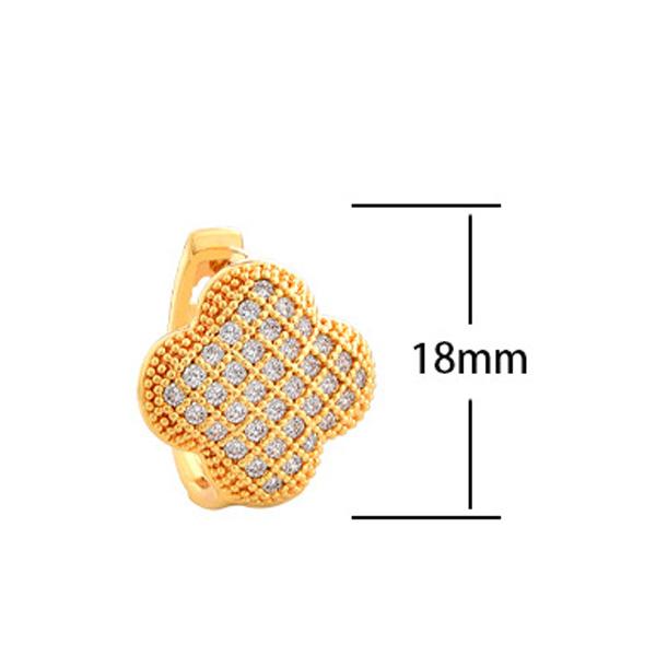 Exquisite Kleeblatt-Steckohrringe Mikropavé Zirkonia Vergoldete Glücksohrstecker für Damen