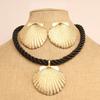 Elegant Shell Pendant Necklace and Earrings Set Handmade Weddings Accessories Fashionable Jewelry for Women Girls