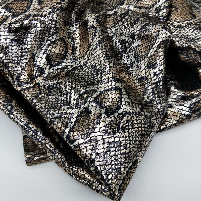 1M elastická leopardí bronzující látka lesklá zlatá textura hadí kůže spandexová látka na šití oblečení, sukní, šatů