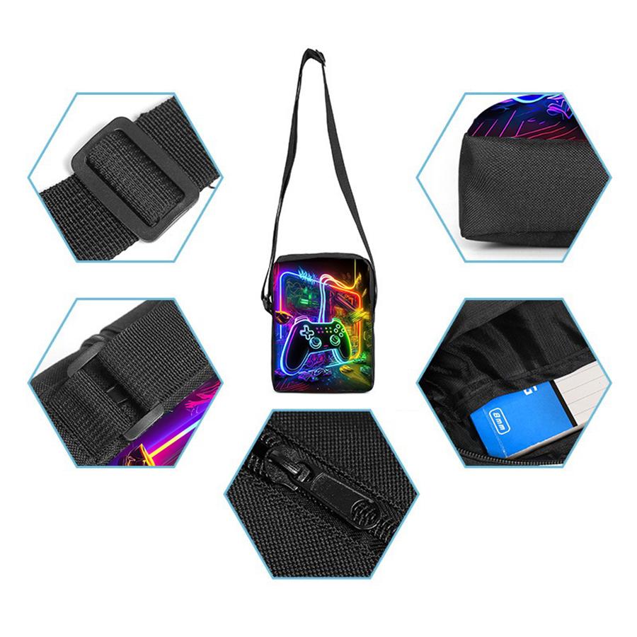 3 pcs set GamePad Shoulder Bags ,Pencil Bags ,School Bags For Boy And Girls Best Gifts 2D Cartoon School Backpack For Children