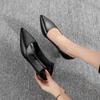 357-8 Flight attendant high heels women's new pointed toe stiletto professional single shoes work shoes dress black leather shoes
