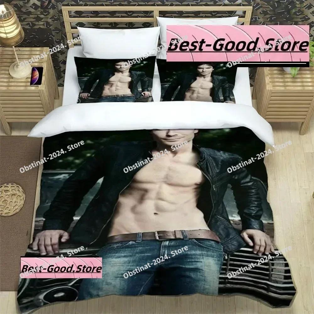 Vampire Diaries Damon Salvator Bedding Set Printed Bed Set With Pillowcase Duvet Cover Soft Single Double Queen Super King Size