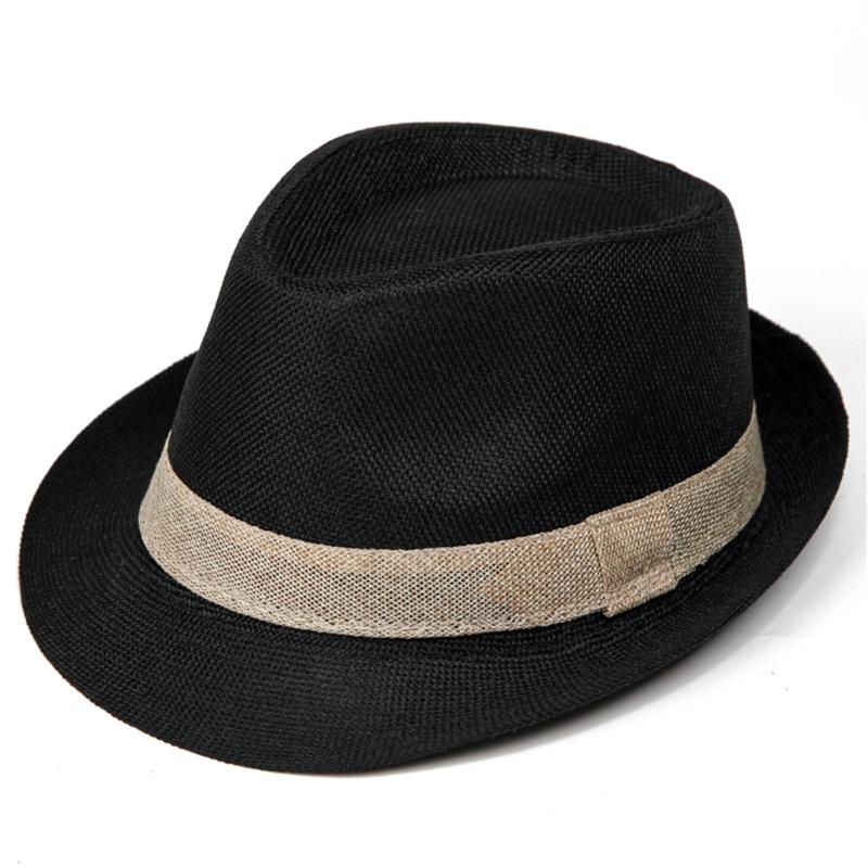 Men's Summer Straw Trilby Hat Sun Protection Lightweight Foldable for Beach Travel Outdoor Activities