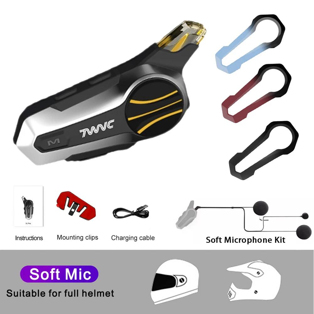 

Мотоциклетный шлем-интерком, гарнитура Bluetooth 5.3, наушники для мотоцикла, водонепроницаемый беспроводной интерфон для 2 гонщиков