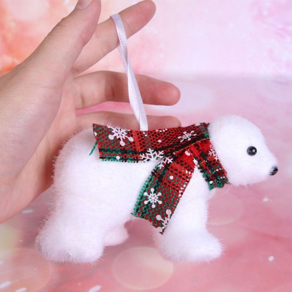 2Pcs 3D White Bear Ornaments Cute Simulated Polar Bear Funny Christmas Bear Pendant  Outdoor
