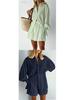 2026 Autumn Women's European-American Style Jacquard Puff Sleeve Shirt and Shorts Casual Set