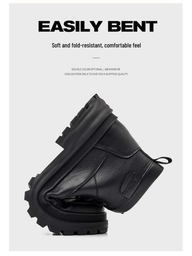 2024 Men's Mid-Cut Martin Boots with Velvet for Autumn and Winter – Trendy Men's Footwear