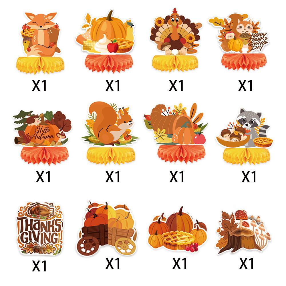 Thanksgiving Cartoon Themed Animal Pattern Paper Desktop Ornament Party Props