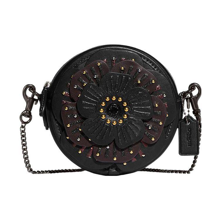 

Coach 3D Tea Rose Studded Leather Round Crossbody Bag Chain CE782-V5BLK Basic Set (Bag+Dust Bag)