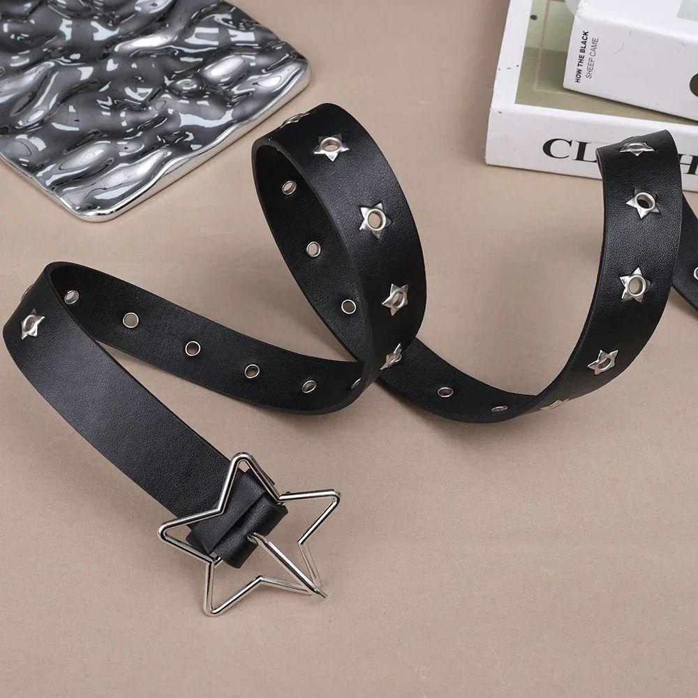 Heart Star Waistband PU Leather Women Waist Belt Punk Rivet Belt  Dress Decoration