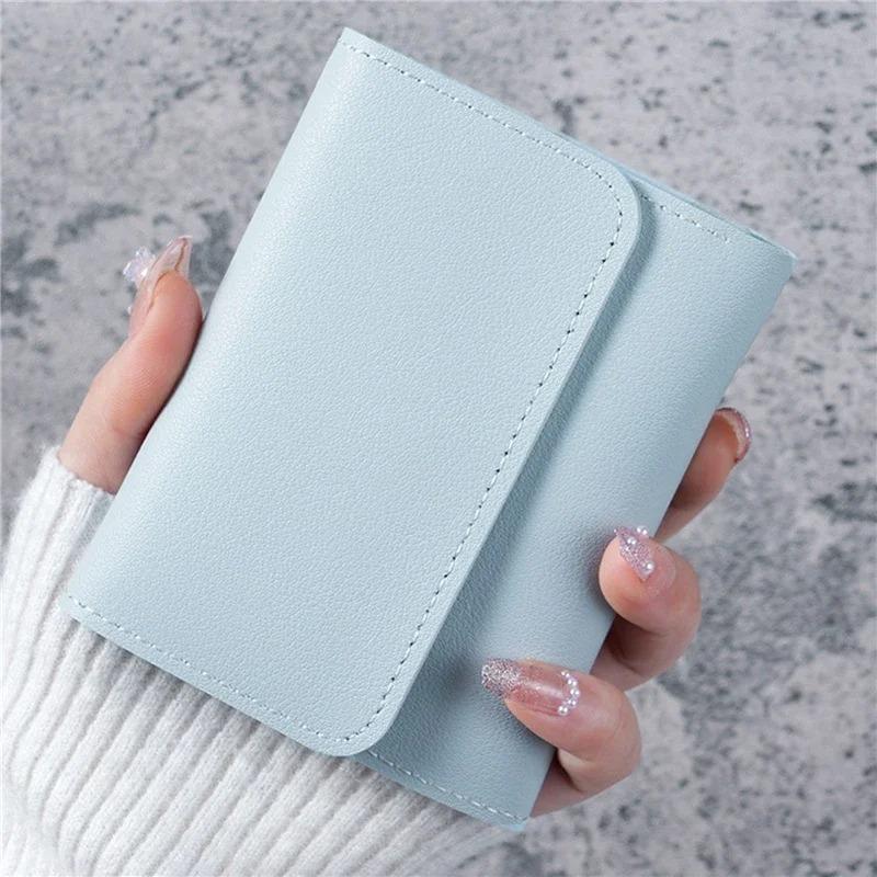 

Fashion New Style Short Women s Wallet Student Ticket Clip Multi Functional Card Bag Ultra Thin Smooth Surface Wallet coin purse синий