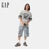 GAP Unisex Cotton Blend Printed Logo Color-block Short Sleeve T-Shirt