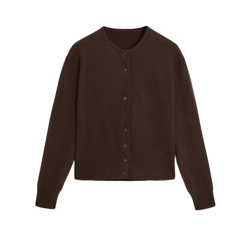MD Autumn New Women Clothes Commuter Style Solid Soft Glutinous Fleece Blended Round Neck Knitted Cardigan 5770593