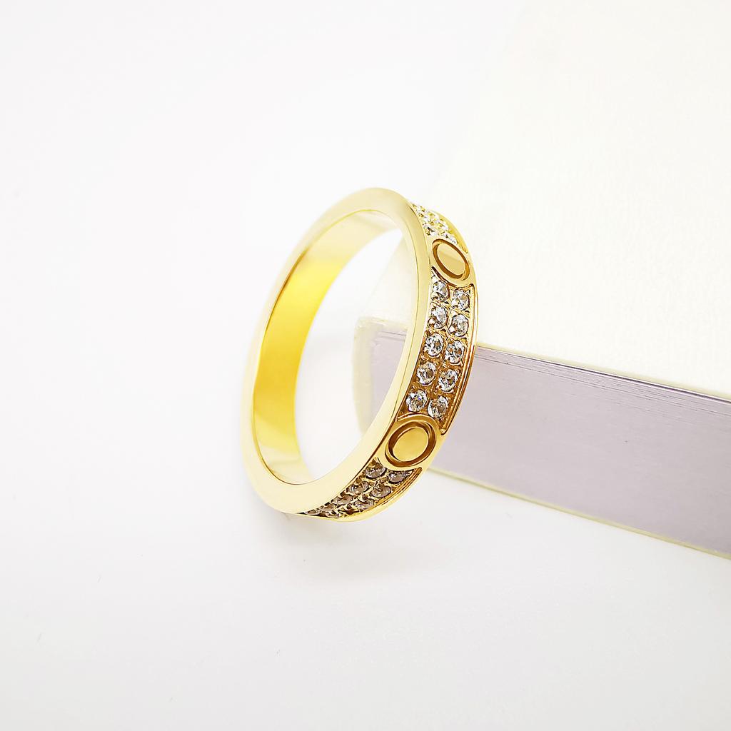 Új Gyűrű Második és Harmadik Soros Gyémánt Divatgyűrű Titánacél Gyűrű