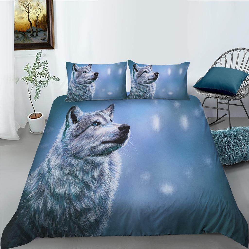 Animal Series Bedding Two Or Three-Piece Set Polyester Wolf Digital Printing