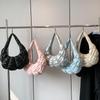 Bolsa Transversal Acolchoada Matelassê para Mulheres Bolsa Nuvem de Ombro Franzida Couro PU Meia Lua Hobo Bolsas de Mão Bolhas
