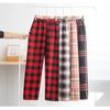 Women's High-Waist Black & White Plaid Wide-Leg Pants - Slim, Versatile, Casual, Loose, with Velvet, Ideal for Autumn and Winter