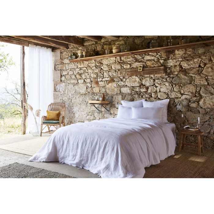 Drap housse "Soline" toutes dimensions Lin lavé - Soline Craie - 180 x 200 cm bonnet de 30 cm