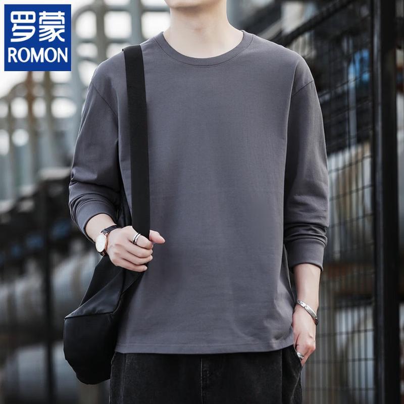 

ROMON Men s Pure Cotton Long Sleeve Round Neck Sweatshirt L