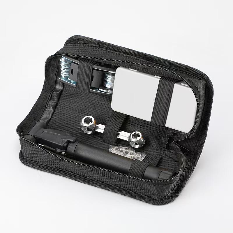 Portable Bicycle Repair Kit with Tire Patch Set, Mini Pump & Adjustable Wrench for Emergency Roadside Maintenance Bicycle Repairing Tool Set чёрный
